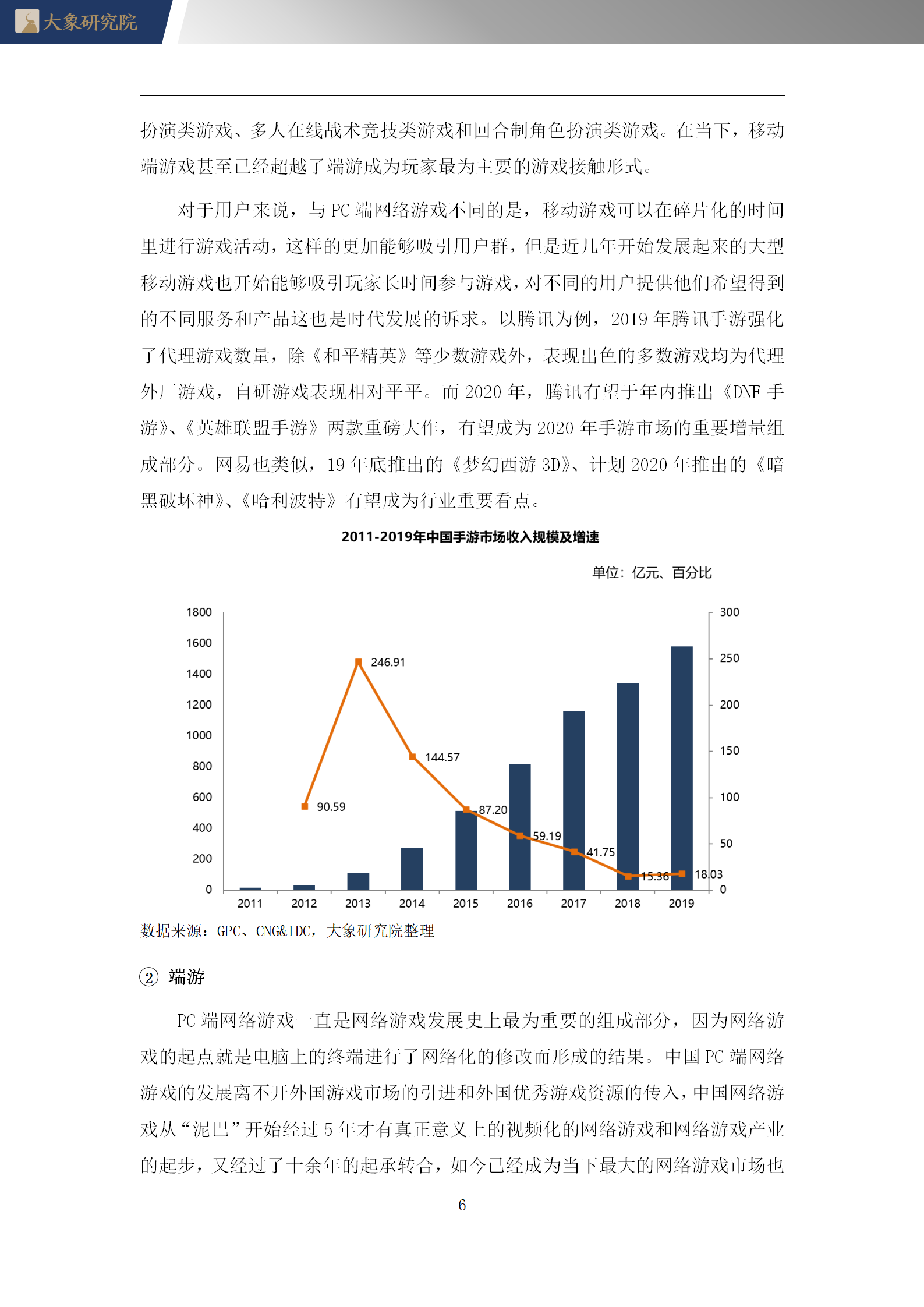 【大(dà)象研究院】2020年中國網絡遊戲行業概覽